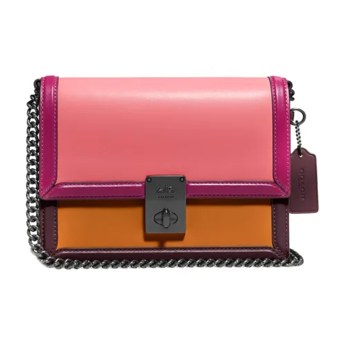 COACH Hutton Телячья кожа Сумка через плечо Маленькая Женская Розовая Фиолетовая Коричневая