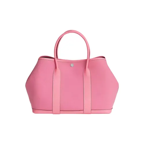 HERMES Garden Party Холст с Epsom Телячья кожа Сумка Женская Цвет вишневого цветка Розовый