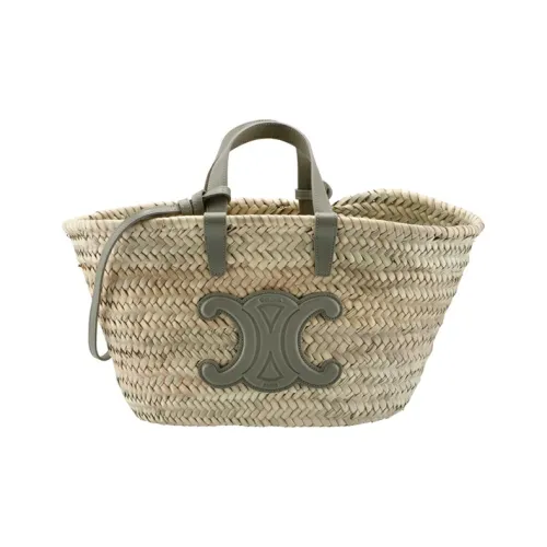 CELINE Triomphe Плетеная соломенная сумка-тоут сумка через плечо сумка для женщин серый зеленый