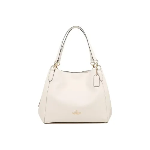 COACH Hallie Холщовая кожа ведрообразная сумка переносная сумка через плечо большая женская сумка цвета экрю