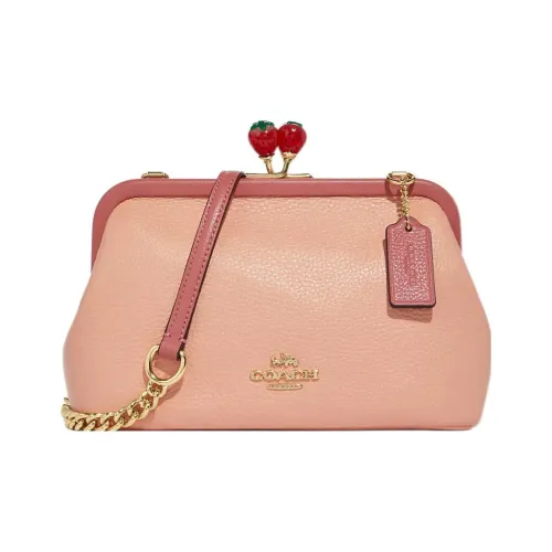 COACH Kisslock Кожа Сумка через плечо Средняя Женская Нюдово-розовый Фуксия
