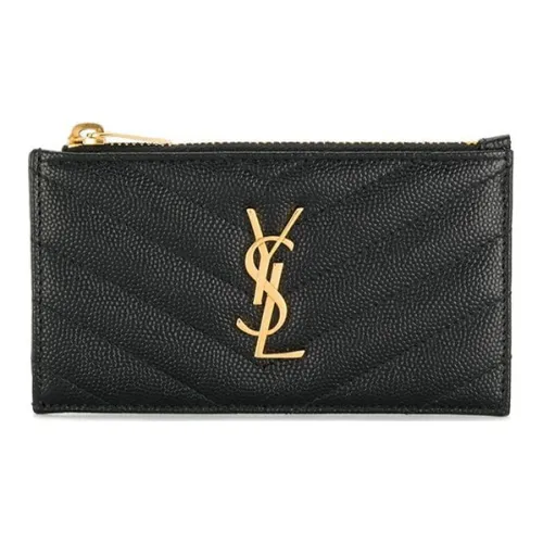 SAINT LAURENT Телячья кожа Держатель для карт Женские Черный