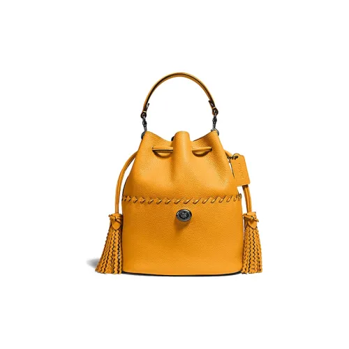 COACH Кожа Ведрообразная Сумка Сумка через плечо Женская Конфетно-желтая