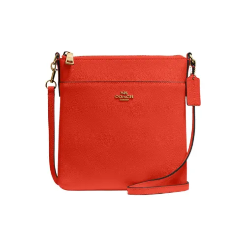 COACH Kitt Крестообразная текстура Кожа Сумка через плечо Сумка на плечо Женская Оранжевая