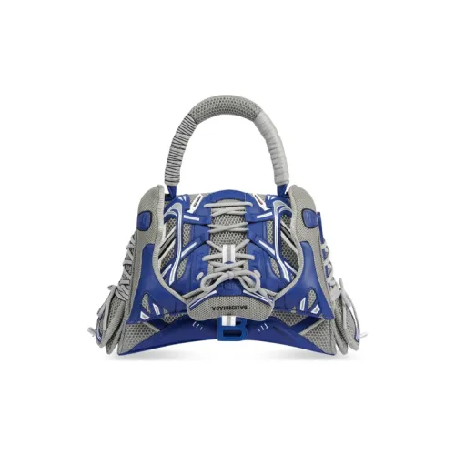 Balenciaga Сумка Hourglass с тканью и кожей одно плечо ручная сумка через плечо средний размер женская синий серый