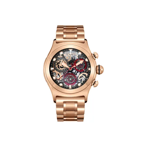 REEF TIGER Aurora Collection Big Explosion Кварцевый механизм Часы Мужские Черный циферблат RGA792 GJHR
