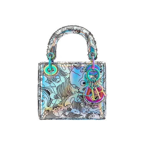 DIOR Lady Dior Коровья кожа Сумка Lady Dior Сумка через плечо Сумка Мини Women's Silver