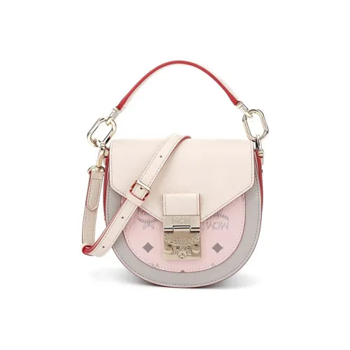 MCM Patricia Visetos Искусственная кожа Седло Сумка Сумка через плечо Сумка Обычная Женская Розовая Монограмма