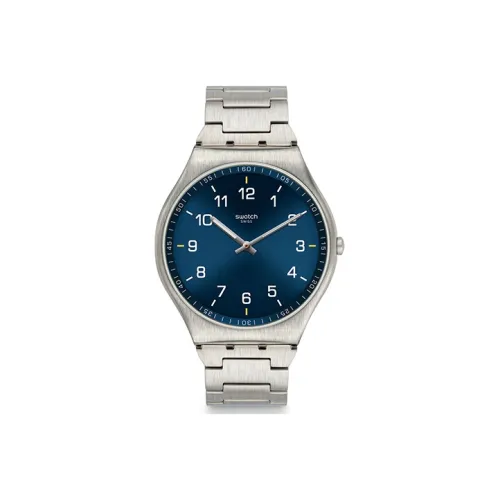 Swatch Quartz Механизм Унисекс Часы 45,6 мм Синий Циферблат Корпус из Нержавеющей Стали Ремешок из Нержавеющей Стали