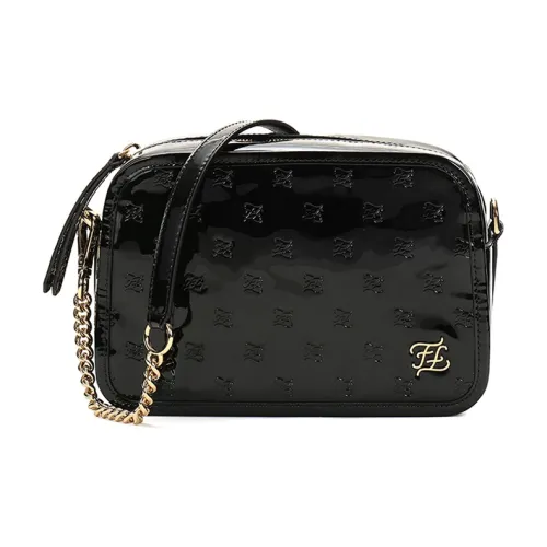 FENDI Лакированная кожа Camera Сумка Цепочка Сумки через плечо Сумка через плечо Женская Черная