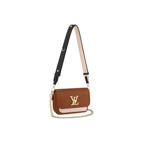 LOUIS VUITTON Lockme Tender Grained Телячья кожа Цепочка Сумка через плечо Сумка на плечо Женская Каштановая