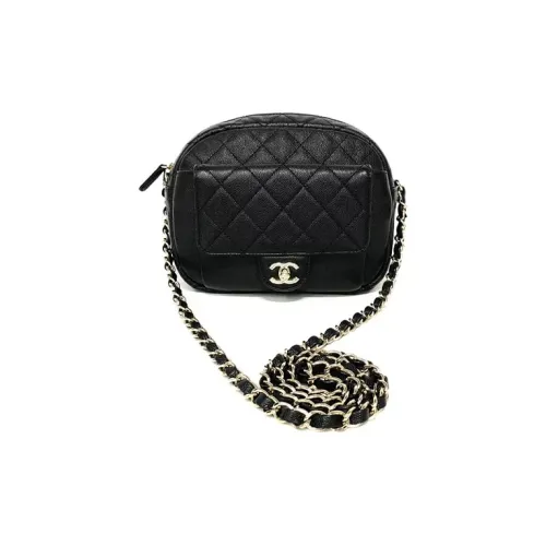 CHANEL Икорная коровья кожа цепочка сумка через плечо женская черная