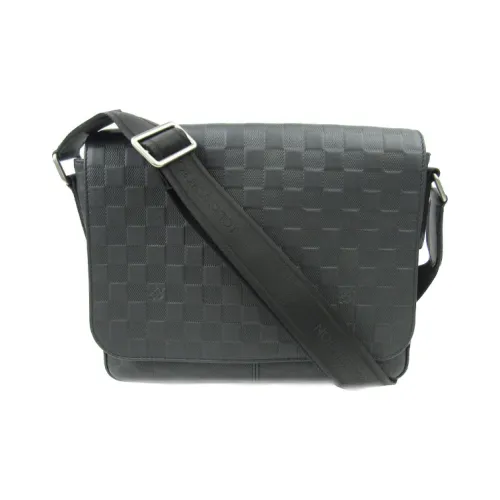 LOUIS VUITTON District Damier Infini Кожаная Сумка через плечо Сумка на плечо Маленькая Мужская Черная