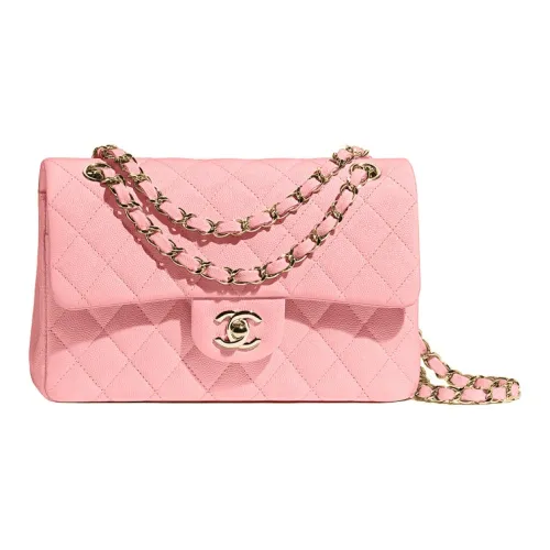 CHANEL Classic Flap CF Телячья кожа Сумка с клапаном Сумка через плечо Маленькая Женская Розовая