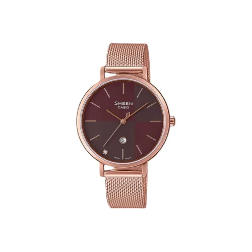 CASIO Кварцевый Movement Женские SHEEN Часы Красные