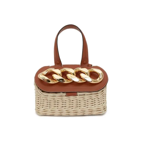 JW Anderson Телячья кожа Прутья ивы Ткани вязаные Корзинка-сумка Сумка Женские Коричневый