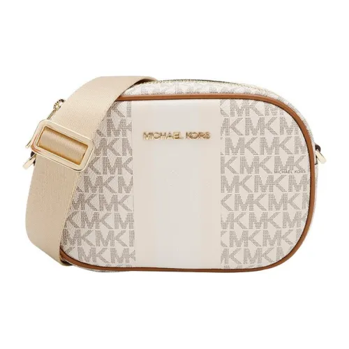 MICHAEL KORS Jet Set Travel PVC с кожаными вставками Camera Сумка Сумка через плечо Маленькая Женская Ванильный Белый