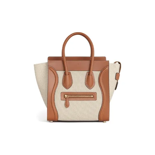 CELINE Лuggage Коровья кожа Сумка Женская Рыжевато-коричневый Белый