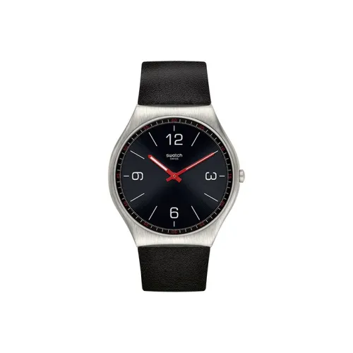 SWATCH SKIN Collection Кварцевый механизм Унисекс Часы 42 мм Черный циферблат Корпус из нержавеющей стали Кожаный ремешок SS07S100