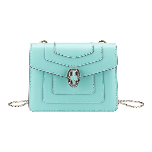 BVLGARI Serpenti Forever Телячья кожа Сумка на плечо Женская Аквамарин Светло-синий