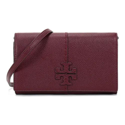 TORY BURCH McGraw Коровья кожа Сумка на плечо Женская Бургунди