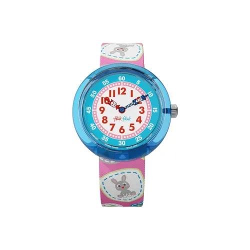 Swatch Quartz Механизм Детские часы 31,85 мм Синий циферблат Пластиковый корпус Часы Тканевый ремешок
