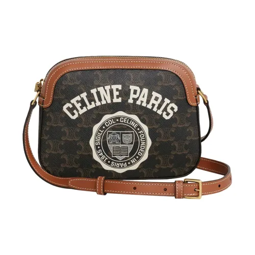 CELINE Triomphe Искусственная кожа Camera Сумка Сумка через плечо Маленькая Женская Рыжевато-коричневый