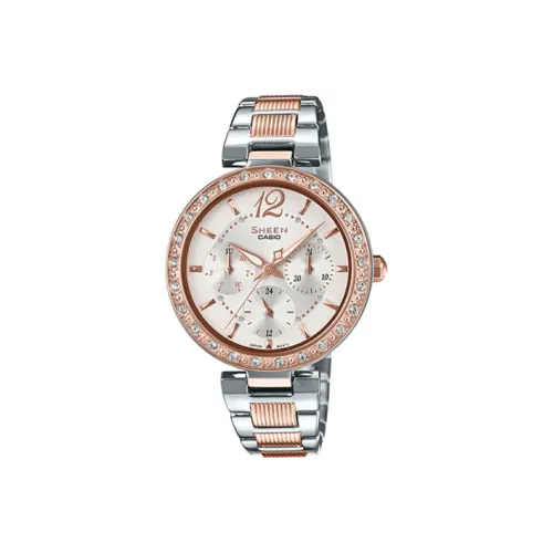 CASIO SHEEN Collection Кварцевый механизм ремешок из нержавеющей стали женские часы серебристый циферблат