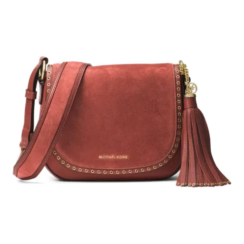 MICHAEL KORS MK Brooklyn Кожа с Замшей Седло Сумка Сумка через плечо Средняя Женская Кирпично-красный