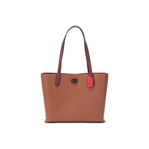 COACH Willow Кожа Тоут Сумка Сумка для покупок Сумка на плечо Стандартная Женская Saddles Коричневый