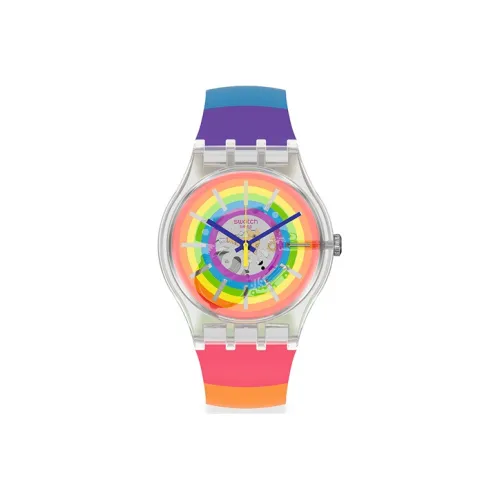Swatch Quartz Механизм Унисекс Часы Многоцветный Циферблат Часы Пластиковый Корпус Часы Силиконовый Ремешок