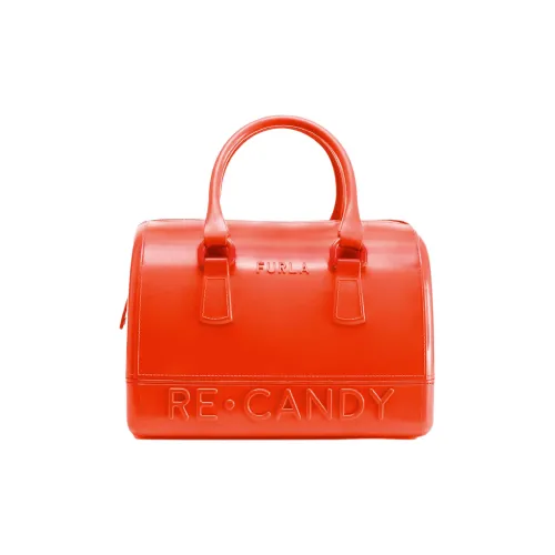 Furla Конфетный цвет Полиуретан Бостон Сумка через плечо Сумка Сумка среднего размера Женская Оранжево-красная