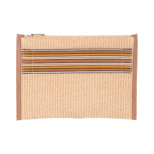 Loro Piana Холст Клатч Женский Светлый Умбра