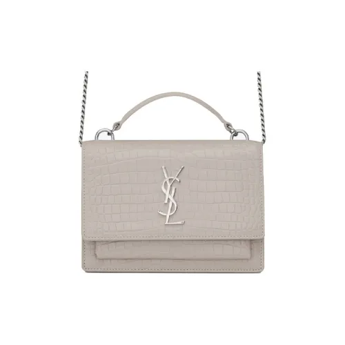 SAINT LAURENT Sunset Bright Leather Crossbody Bag Women's White
