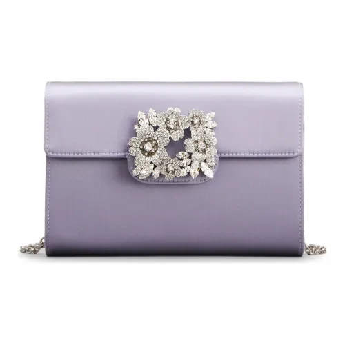 Roger Vivier RV BOUQUET STRASS Шелковый атлас Одно плечо Через плечо Клатч Мини Женский Фиолетовый