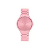 Яркий розовый циферблат часов