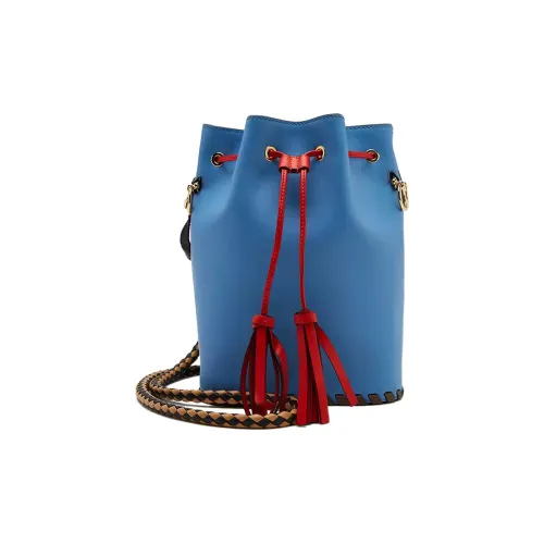 FENDI Mon Tresor Телячья кожа Ведрообразная сумка Сумка через плечо Маленькая Женская Синяя