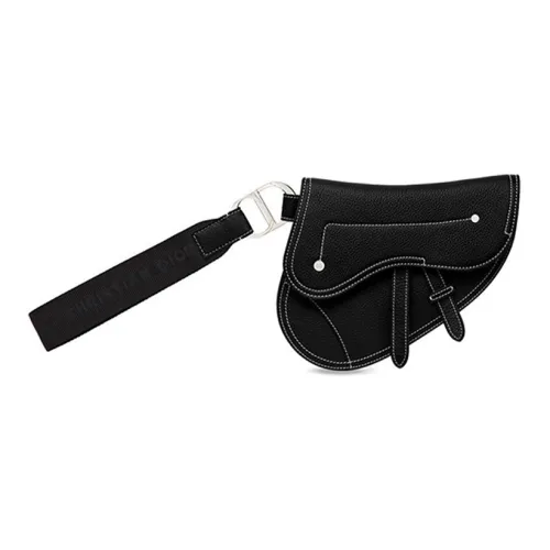 DIOR Личий зернистая кожа Коровья кожа Седло Сумка Клатч Монета Кошелек Унисекс Черный