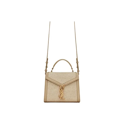 SAINT LAURENT Twill Canvas Сумка через плечо Сумка Mini Женская Бежевый Морская соль