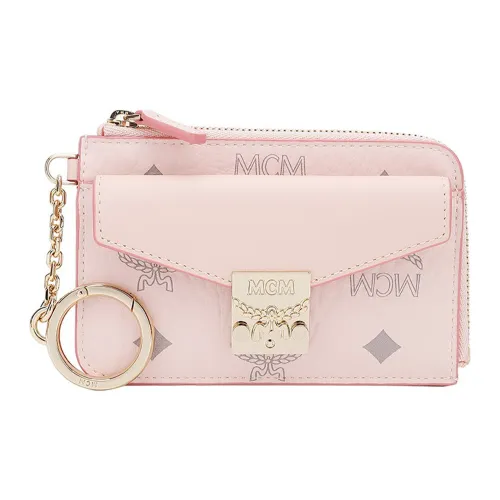 MCM Patricia Visetos Кожа Холст Ключ Монета Кошелек Унисекс Розовый