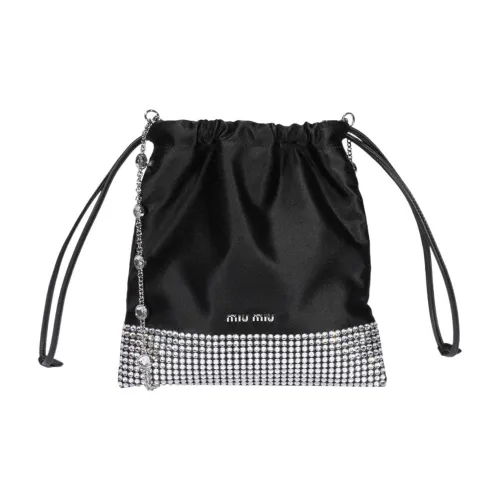 MIU MIU Кристальный Панель Сатин Сумка через плечо Женская Черная