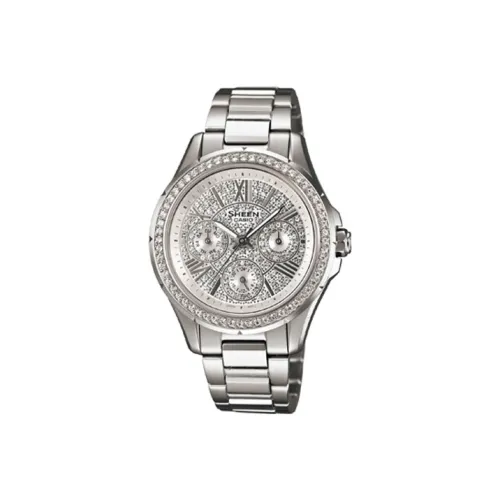 CASIO SHEEN Кварцевый механизм нержавеющая сталь ремешок женские часы серебристый циферблат