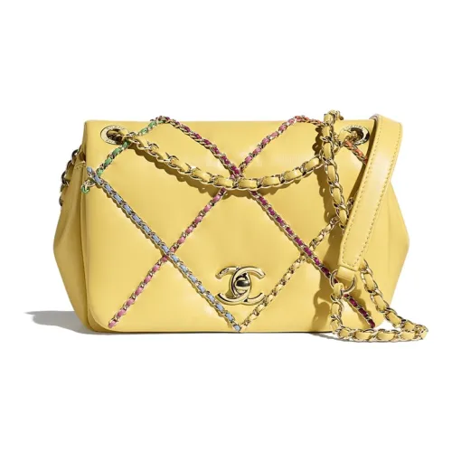 CHANEL 19Bag Lambskin Metal Crossbody Bag Сумка через плечо Large Women's Yellow