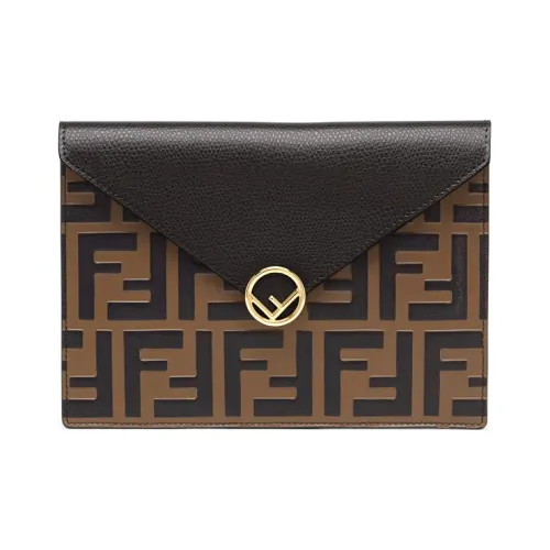 FENDI F is Fendi Телячья кожа Конверт Сумка Клатч Женский Коричневый