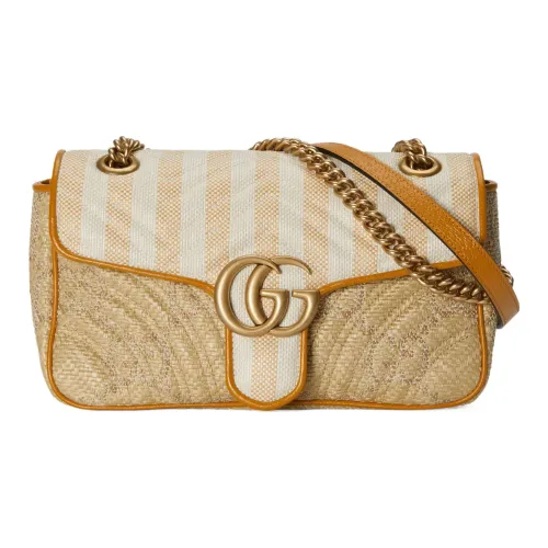 GUCCI Marmont Raffia Patchwork Leather Crossbody Bag Shoulder Bag Small Women's Natural Multicolor GUCCI Marmont Рафия Пэчворк Кожаная Сумка через плечо Сумка на плечо Маленькая Женская Естественный Многоцветный