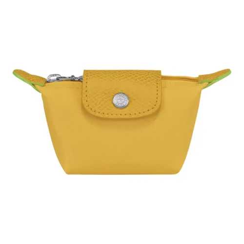 LONGCHAMP Покрытый холст с коровья кожа Пельменная сумка Кошелек для монет Мини Женский Желтый