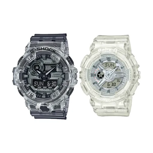 CASIO Парные часы Коллекция GA BA Кварцевый механизм Смольный ремешок Часы Унисекс Черный циферблат