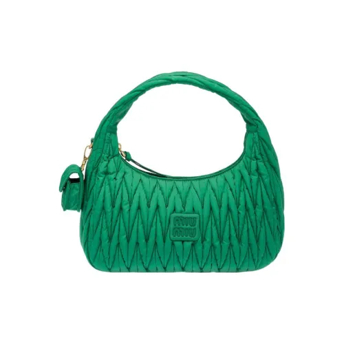 MIU MIU Matelassé Ткань с Пряжа Crinkle Сумка Сумка на плечо Сумка Женская Зеленая