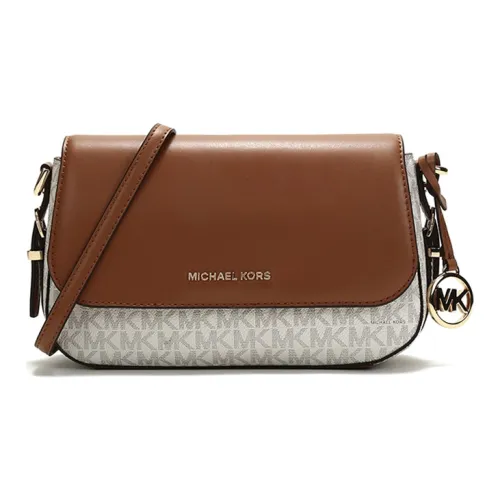 MICHAEL KORS Bedford Холст и Кожа Сумка через плечо Средняя Женская Ванильный Белый и Коричневый Жалудь