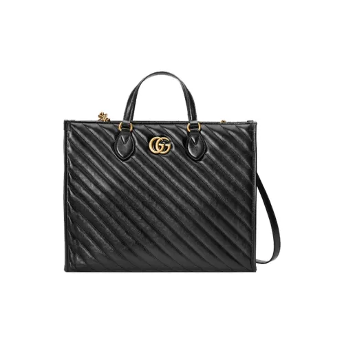 GUCCI GG Marmont Кожа Тоут Сумка Сумка для покупок Сумка через плечо Сумка среднего размера унисекс черного цвета